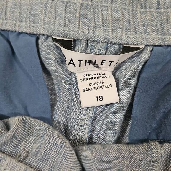 Athleta Size 18 Womens Retreat Linen Jogger Chambray Blue Drawstring Pull On - Picture 3 of 8